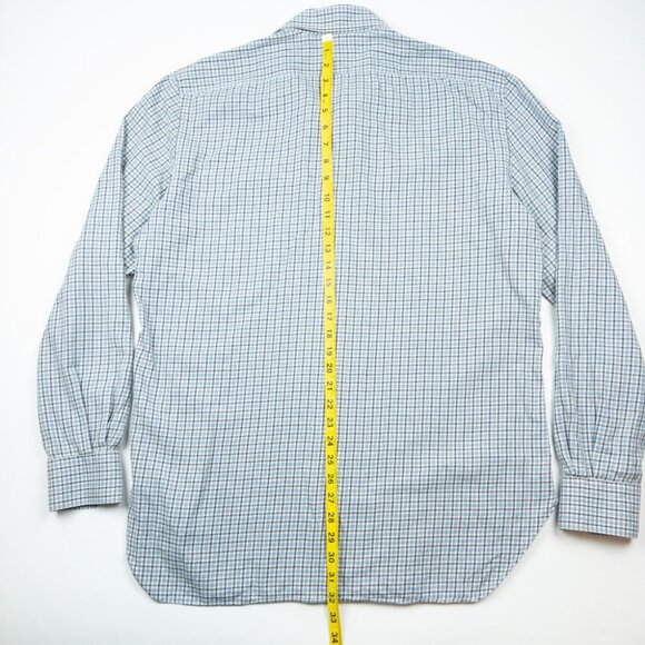 Kiton Shirt Men's XL Blue Brown Check Long Sleeve Button Up Made in Italy - Picture 10 of 14